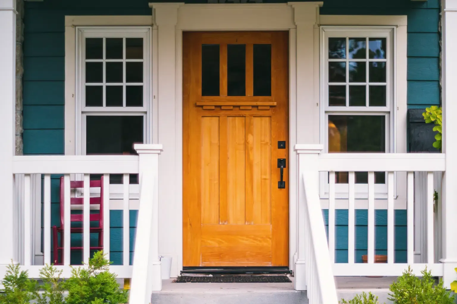 A house with a new front door.